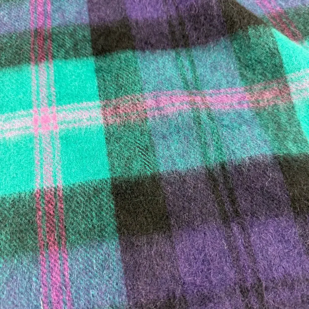 House of Scotland Lambswool Fringe Scarf Teal Pink Purple Black Plaid